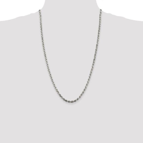 3.5mm Sterling Silver, Diamond Cut Solid Rope Chain Necklace, 26 Inch - Picture 2 of 8